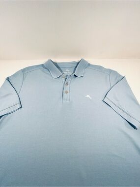 Tommy Bahama Polo Shirt Large Blue Supima Cotton Short Sleeve Classic Fit